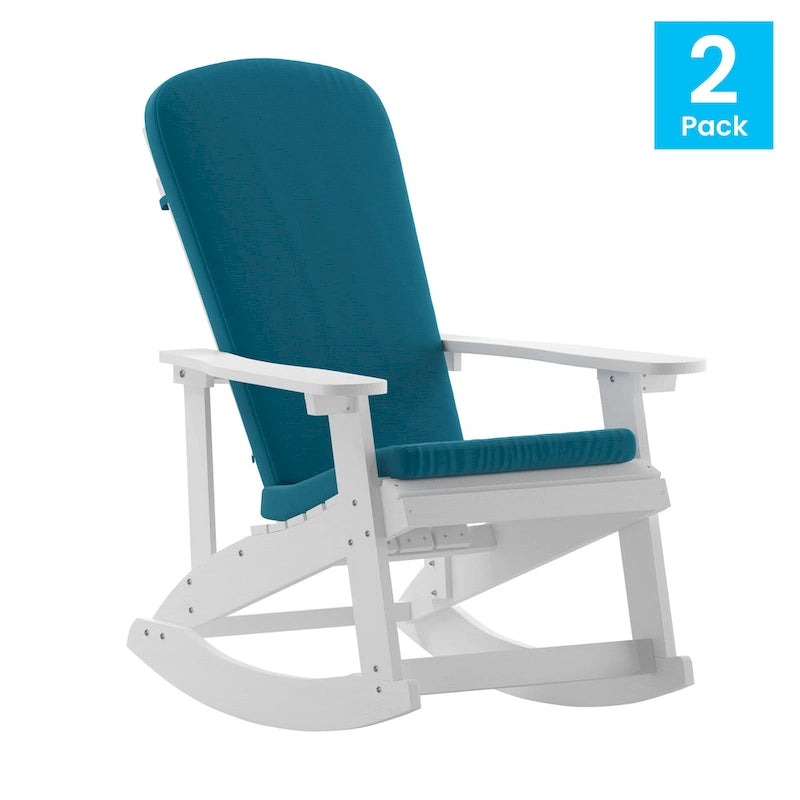 Indoor/Outdoor Rocking Adirondack Chairs with Cushions - Set of 2 - 29.5 W x 37.75 D x 39.5 H