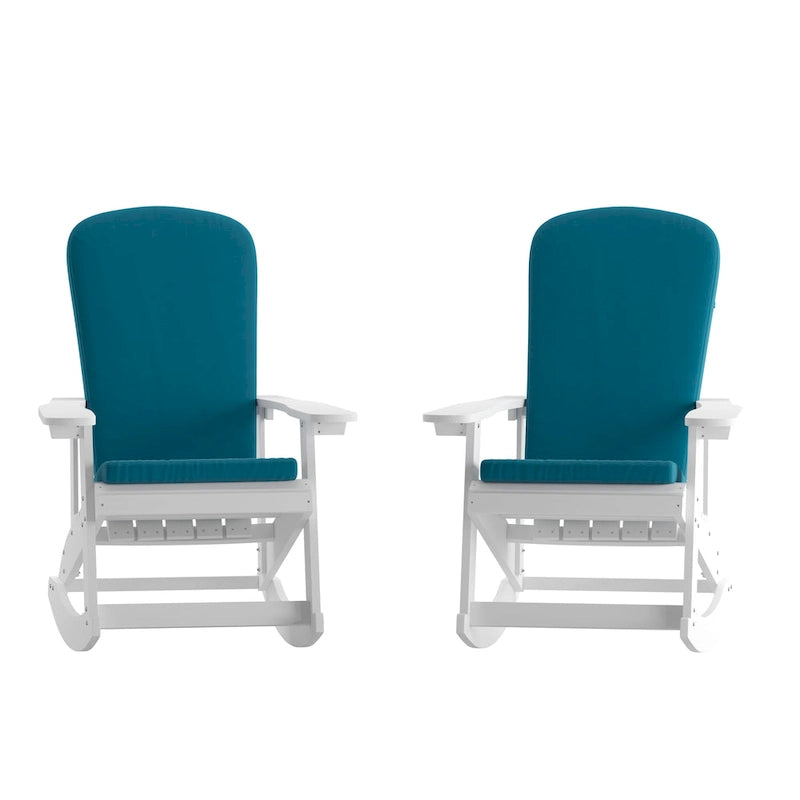 Indoor/Outdoor Rocking Adirondack Chairs with Cushions - Set of 2 - 29.5 W x 37.75 D x 39.5 H