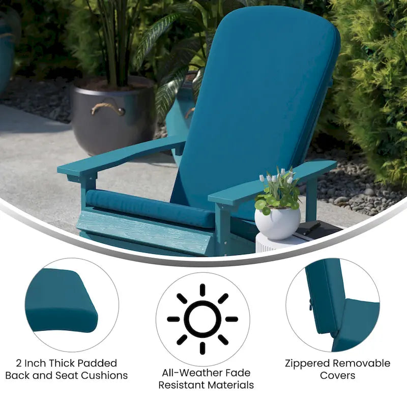 Indoor/Outdoor Rocking Adirondack Chairs with Cushions - Set of 2 - 29.5 W x 37.75 D x 39.5 H