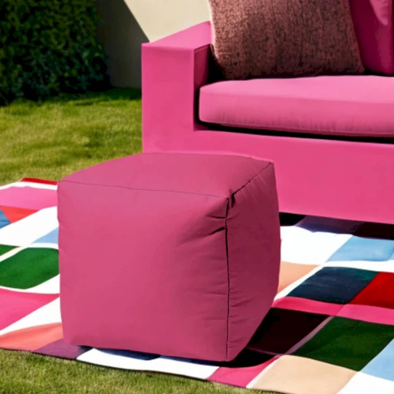 HomeRoots 17  Cool Bright Hot Pink Solid Color Indoor Outdoor Pouf Cover - 17' X '17' X '1