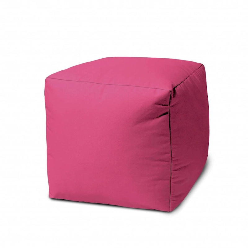 HomeRoots 17  Cool Bright Hot Pink Solid Color Indoor Outdoor Pouf Cover - 17' X '17' X '1