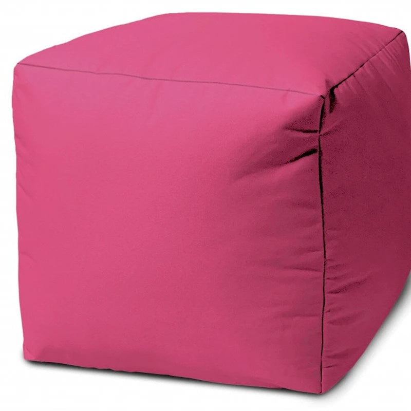 HomeRoots 17  Cool Bright Hot Pink Solid Color Indoor Outdoor Pouf Cover - 17' X '17' X '1