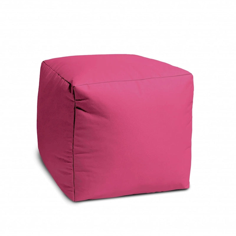 HomeRoots 17  Cool Bright Hot Pink Solid Color Indoor Outdoor Pouf Cover - 17' X '17' X '1