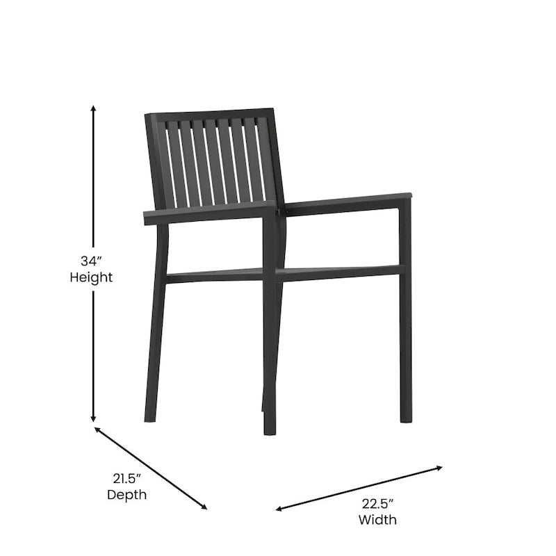 All-Weather Resin Top Square Table & 4 Metal Chairs with Poly Resin Seats