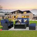 6-Piece Wicker Patio Conversation Set Seating Loveseat Sofa Chair--Clearance