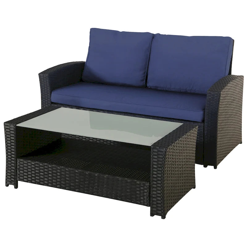 6-Piece Wicker Patio Conversation Set Seating Loveseat Sofa Chair--Clearance