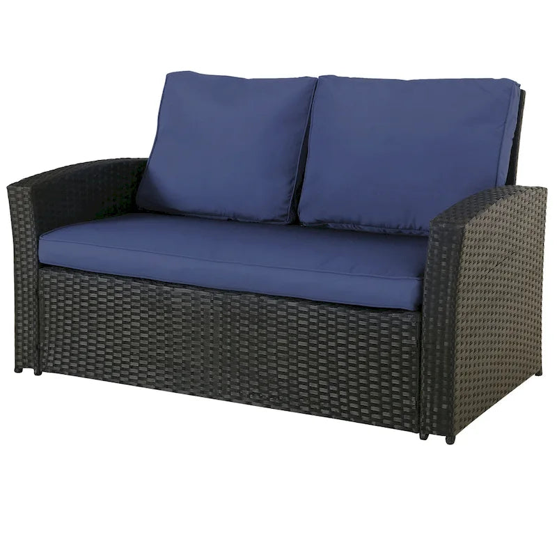 6-Piece Wicker Patio Conversation Set Seating Loveseat Sofa Chair--Clearance