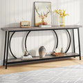 70.9" Extra Long Narrow Console Table with Metal Frame - Grey/Black and Brown/Black