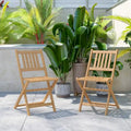 Indoor/Outdoor Solid Acacia Wood Folding Bistro Chairs - Set of 2 - 19.5 D x 17.25 W x 33 H