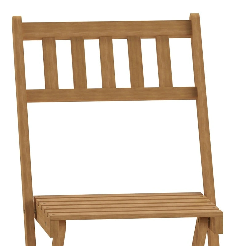 Indoor/Outdoor Solid Acacia Wood Folding Bistro Chairs - Set of 2 - 19.5 D x 17.25 W x 33 H