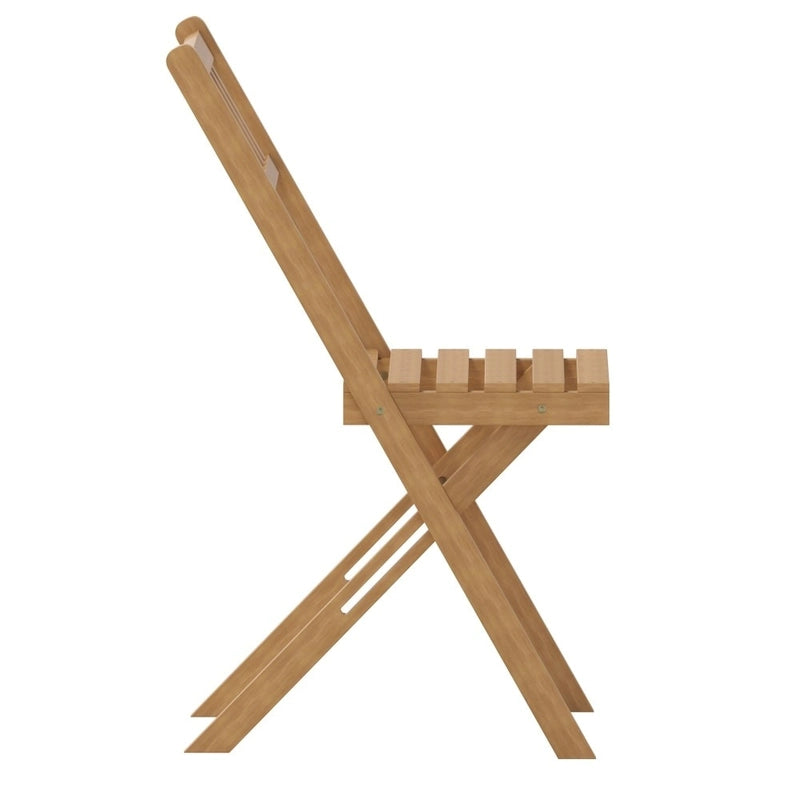 Indoor/Outdoor Solid Acacia Wood Folding Bistro Chairs - Set of 2 - 19.5 D x 17.25 W x 33 H