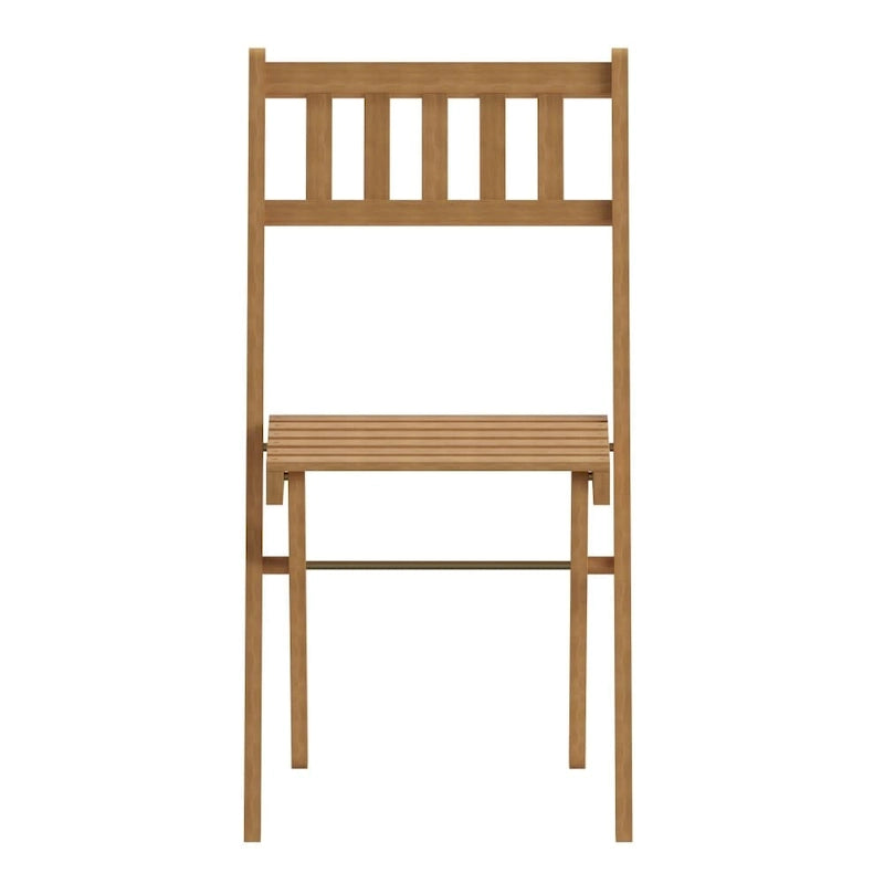 Indoor/Outdoor Solid Acacia Wood Folding Bistro Chairs - Set of 2 - 19.5 D x 17.25 W x 33 H