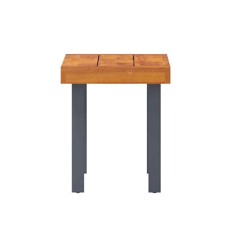 Indoor/Outdoor Solid Acacia Wood Slat Top Bench with Wood Legs