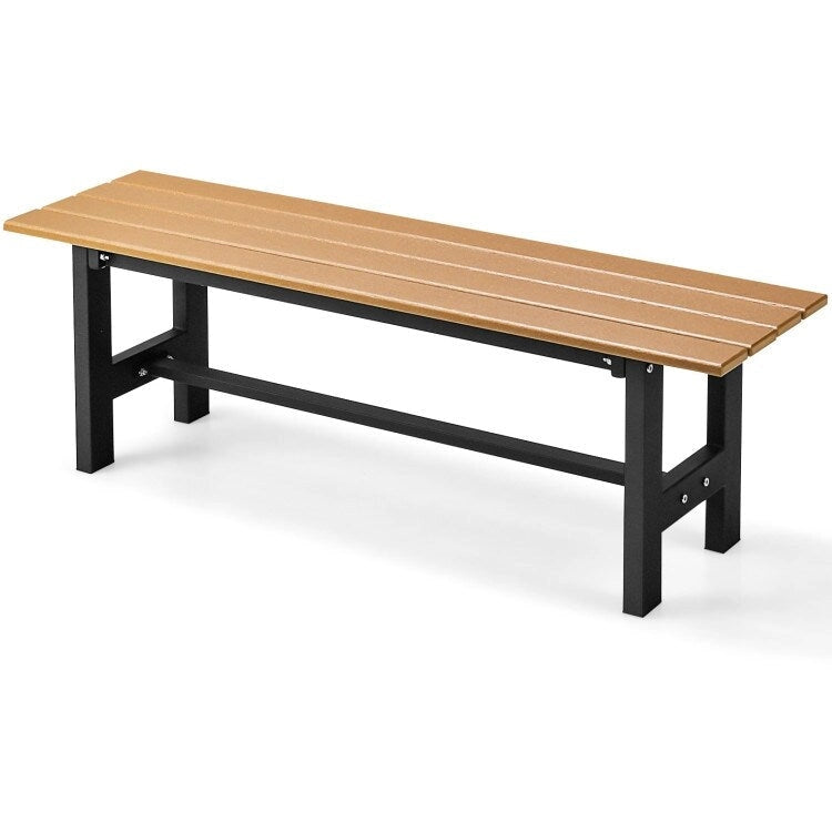 47  Outdoor Chair with Slatted Seat Plastic Coated Iron Frame - 47  x 14  x 16 