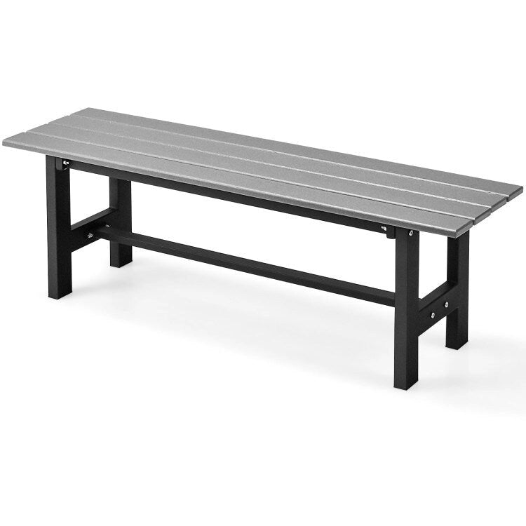 47  Outdoor Chair with Slatted Seat Plastic Coated Iron Frame - 47  x 14  x 16