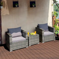 Costway 3 PCS Patio Rattan Furniture Bistro Set Cushioned Sofa Chair - See Details