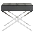 Modern Ottoman with Chrome Legs - Black and White