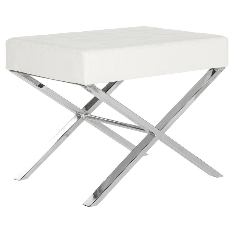 Modern Ottoman with Chrome Legs - Black and White