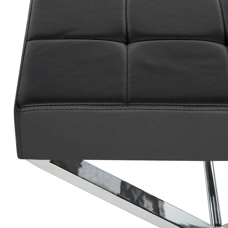 Modern Ottoman with Chrome Legs - Black and White