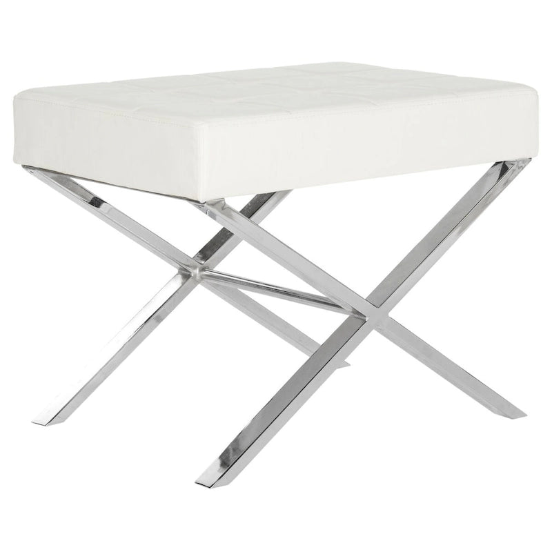 Modern Ottoman with Chrome Legs - Black and White
