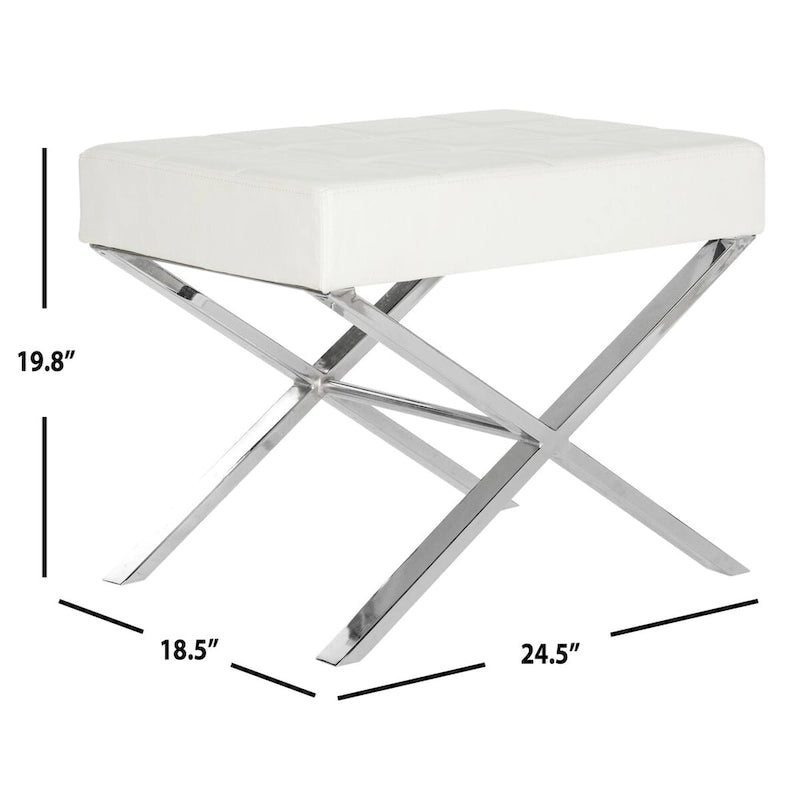 Modern Ottoman with Chrome Legs - Black and White