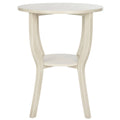Round Accent Table with Bottom Shelf - White Washed, Ash Grey, Barn Blue, Honey Natural