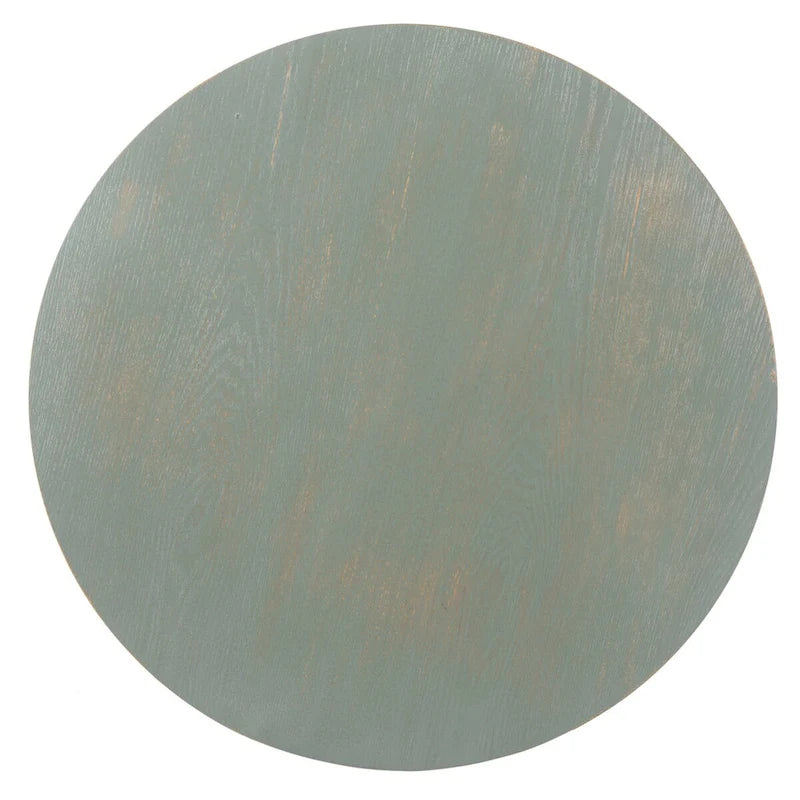 Round Accent Table with Bottom Shelf - White Washed, Ash Grey, Barn Blue, Honey Natural