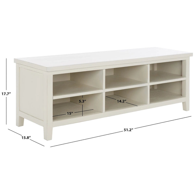 Low Media Stand with 6 Drawers - Ash Grey, White, and Oak