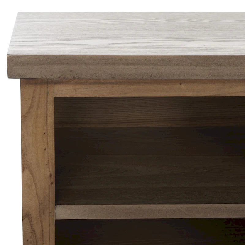 Low Media Stand with 6 Drawers - Ash Grey, White, and Oak