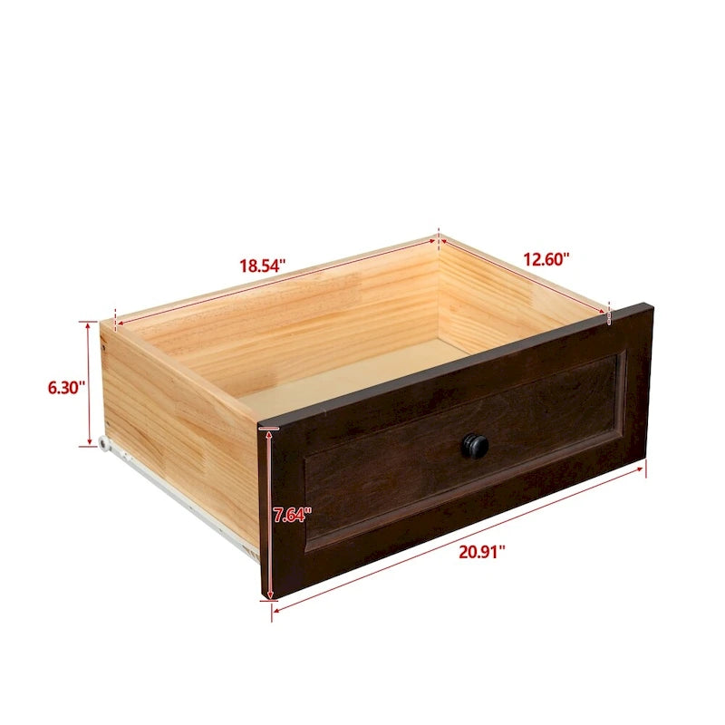 6-Drawer Dresser Storage Cabinet with Retro Round Handles - Auburn and White