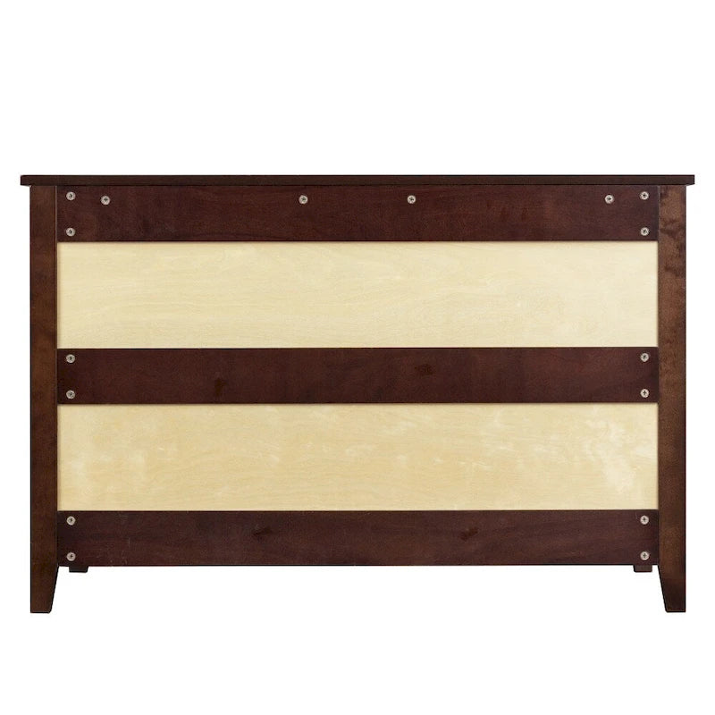 6-Drawer Dresser Storage Cabinet with Retro Round Handles - Auburn and White