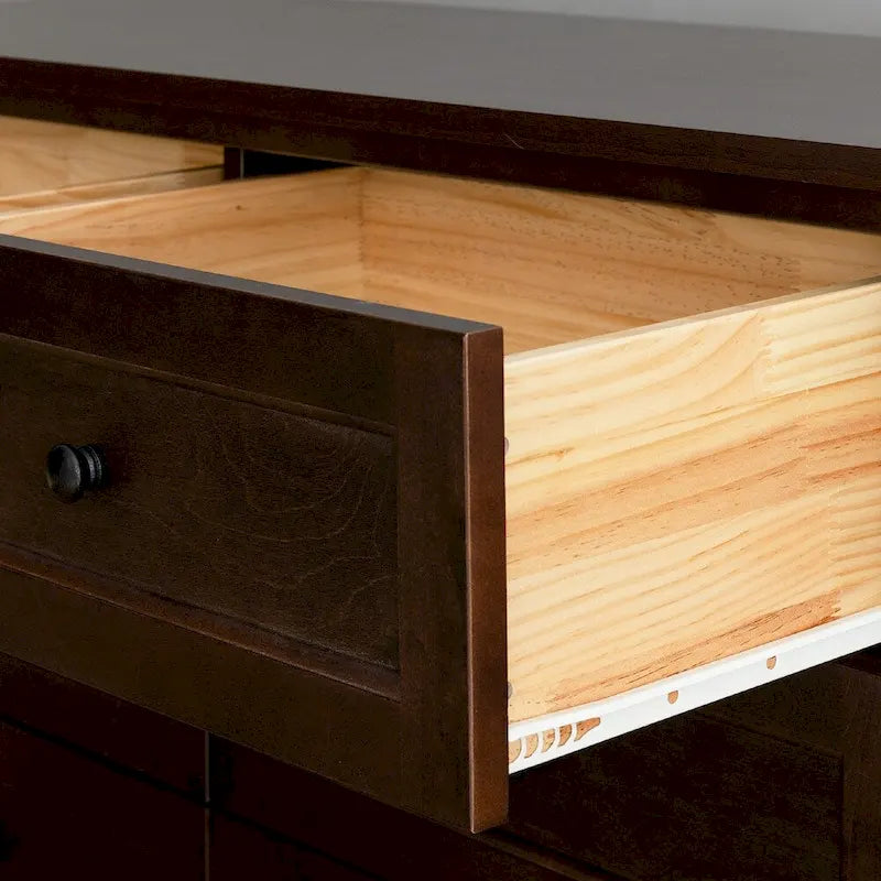 6-Drawer Dresser Storage Cabinet with Retro Round Handles - Auburn and White
