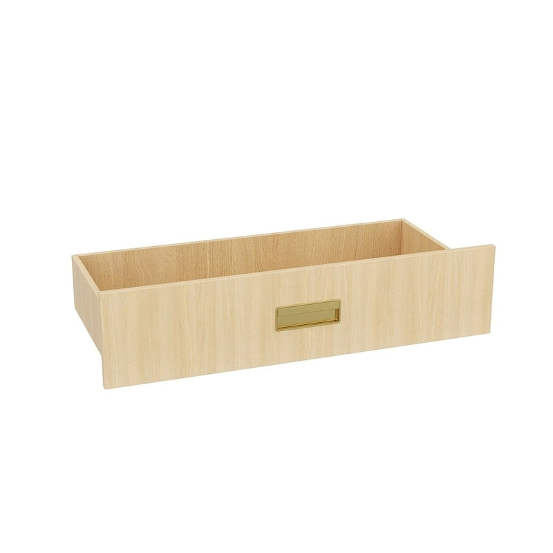 Wooden Wardrobe Closet Cabinet with Gold Handles - Natural Wood