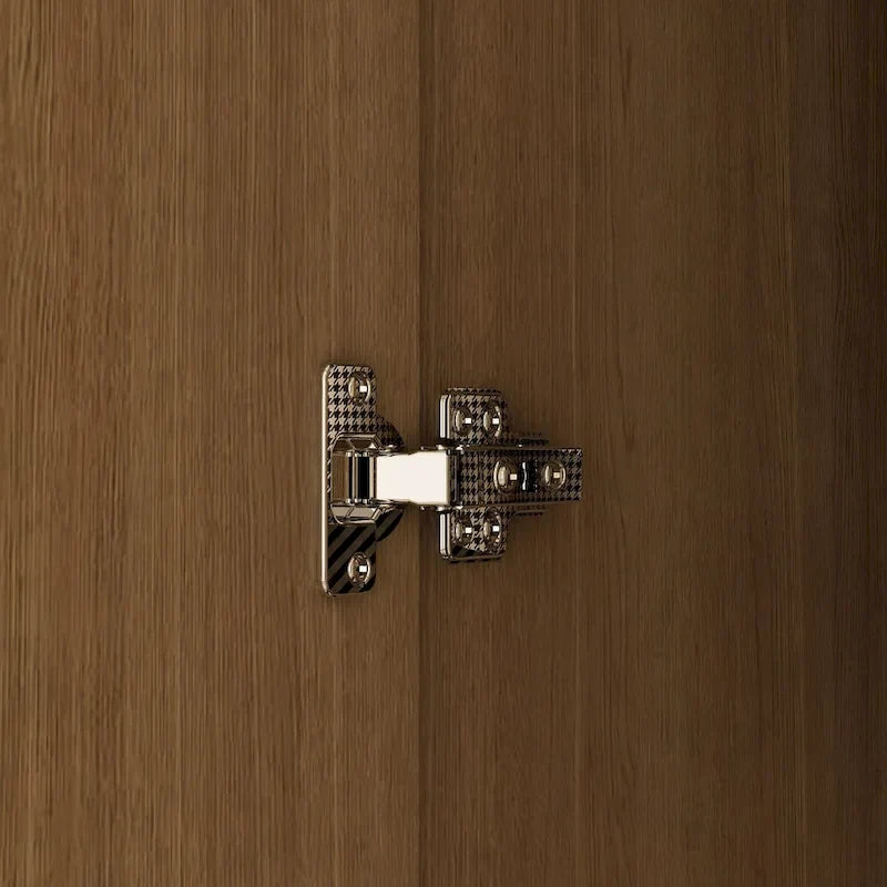 Wooden Wardrobe Closet Cabinet with Gold Handles - Natural Wood