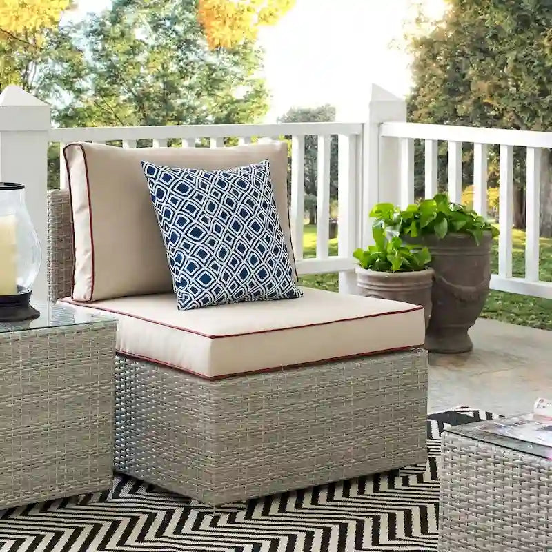 Havenside Home Bocabec Modern Fabric Outdoor Patio Armless Chair