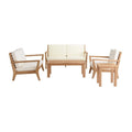 Clermont Outdoor Solid Teak Wood 5 Piece Patio Conversation Set