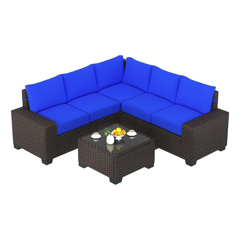 Eie 6-piece Outdoor Patio Furniture Wicker Sectional Sofa Set