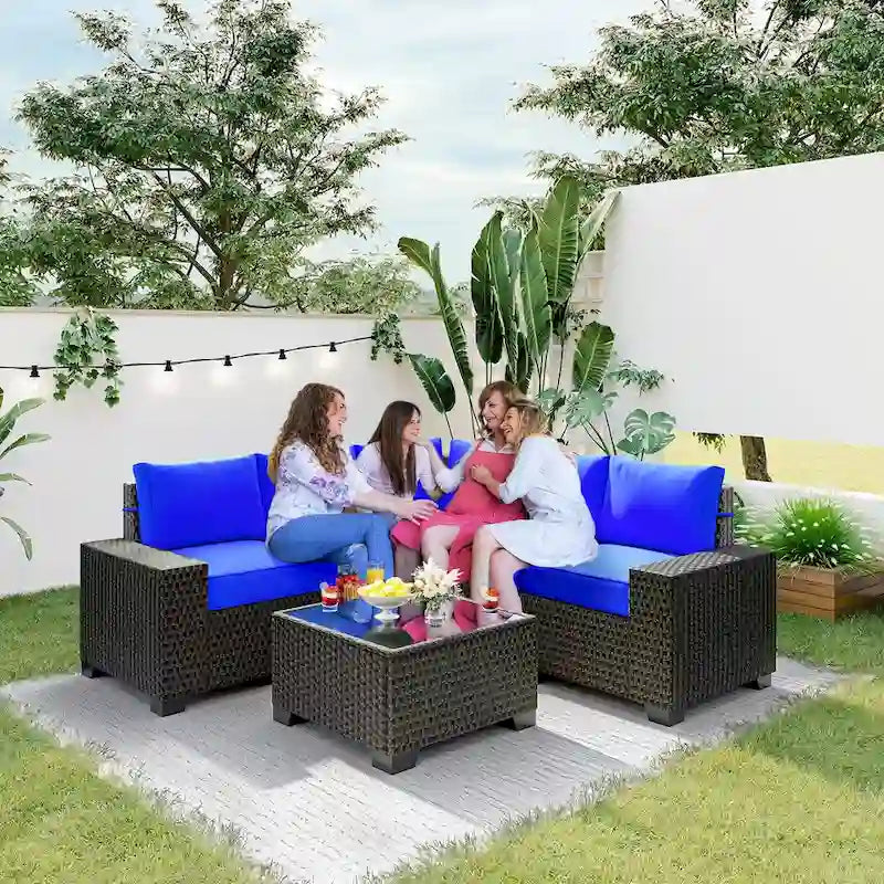 Eie 6-piece Outdoor Patio Furniture Wicker Sectional Sofa Set