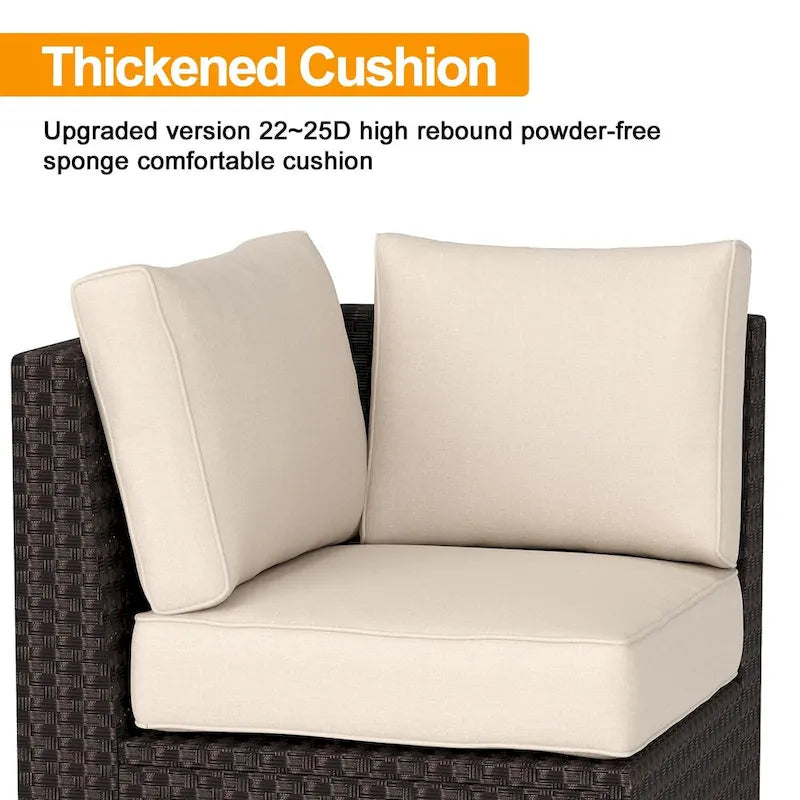 Eie 6-piece Outdoor Patio Furniture Wicker Sectional Sofa Set