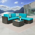 LIVOOSUN 4Pcs Rattan Wicker Conversation Patio Furniture Sets,w/Table