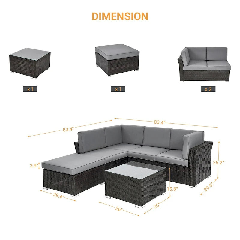LIVOOSUN 4Pcs Rattan Wicker Conversation Patio Furniture Sets,w/Table