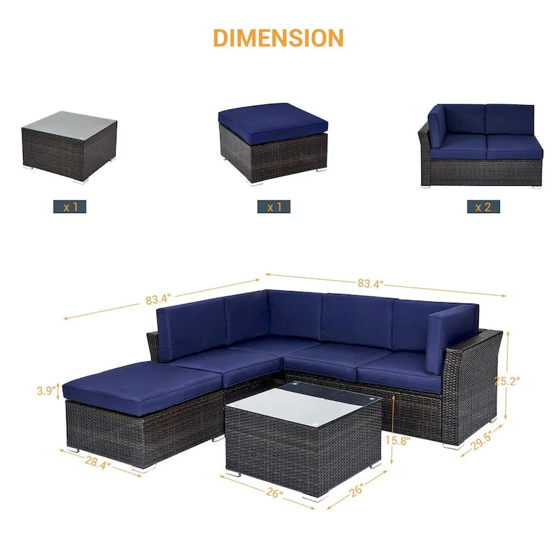 LIVOOSUN 4Pcs Rattan Wicker Conversation Patio Furniture Sets,w/Table