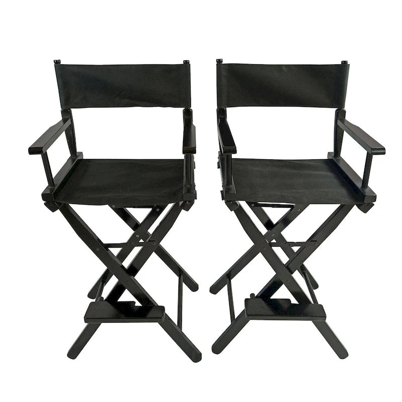 Black Canvas Director's Chair with Foldable Design