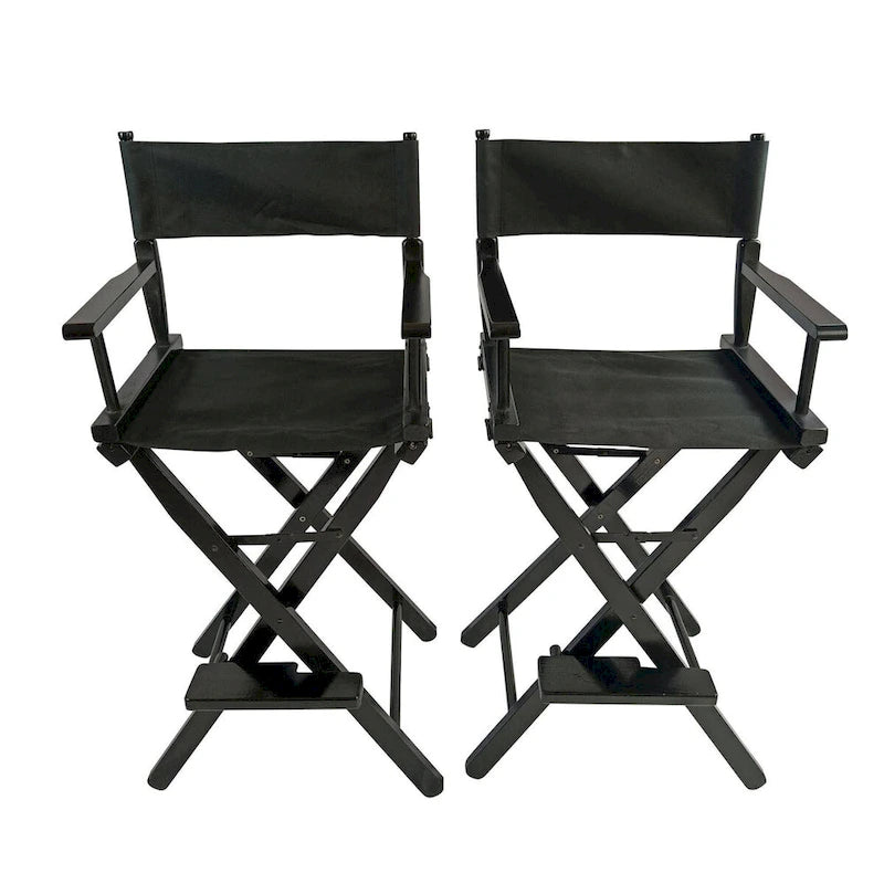 Black Canvas Director's Chair with Foldable Design