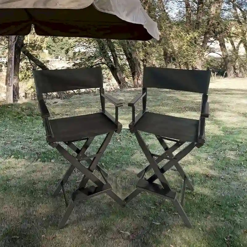 Black Canvas Director's Chair with Foldable Design