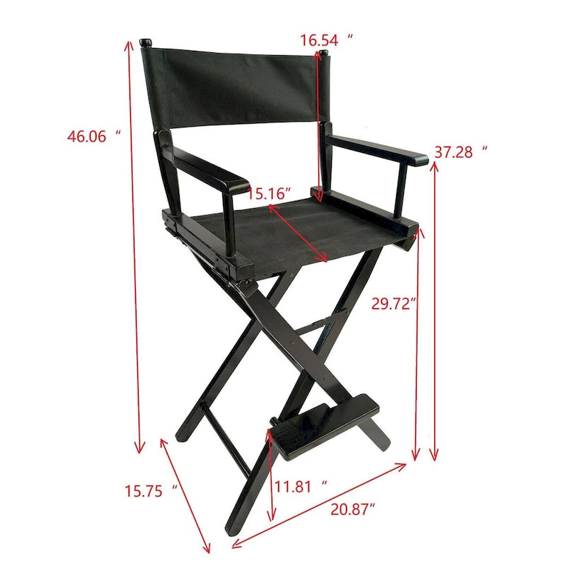 Black Canvas Director's Chair with Foldable Design