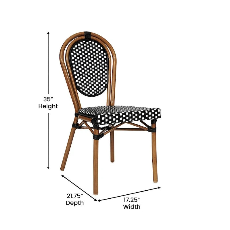 2 Pack All-Weather Commercial Paris Chair with Metal Frames - N/A