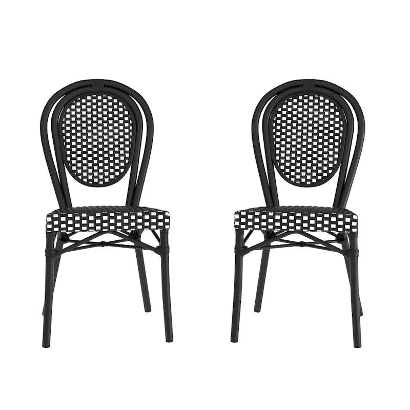 2 Pack All-Weather Commercial Paris Chair with Metal Frames - N/A