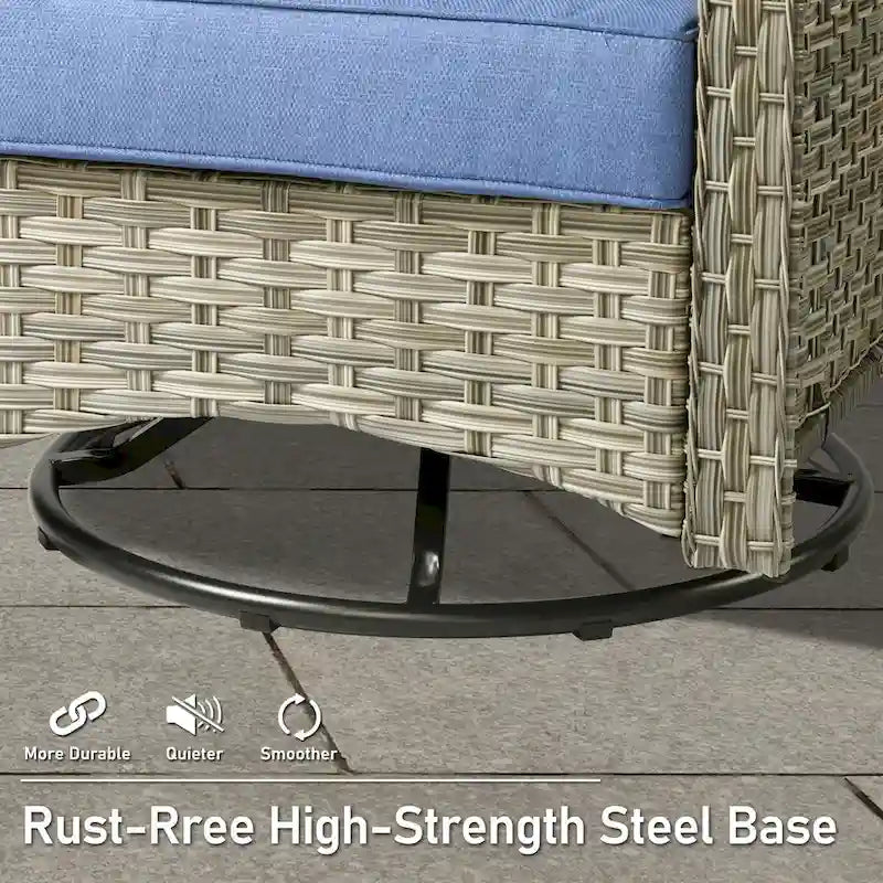 HOOOWOOO 7-piece Wicker High Back Patio Furniture Swivel Rocker Set with Fire Pit
