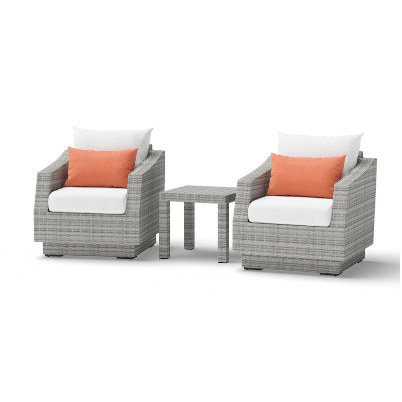 Cannes 3 Piece Aluminum Outdoor Patio Club Chairs & Side Table